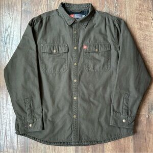 The American Outdoorsman Fleece Lined Canvas Shirt Jacket Olive Green X-Large